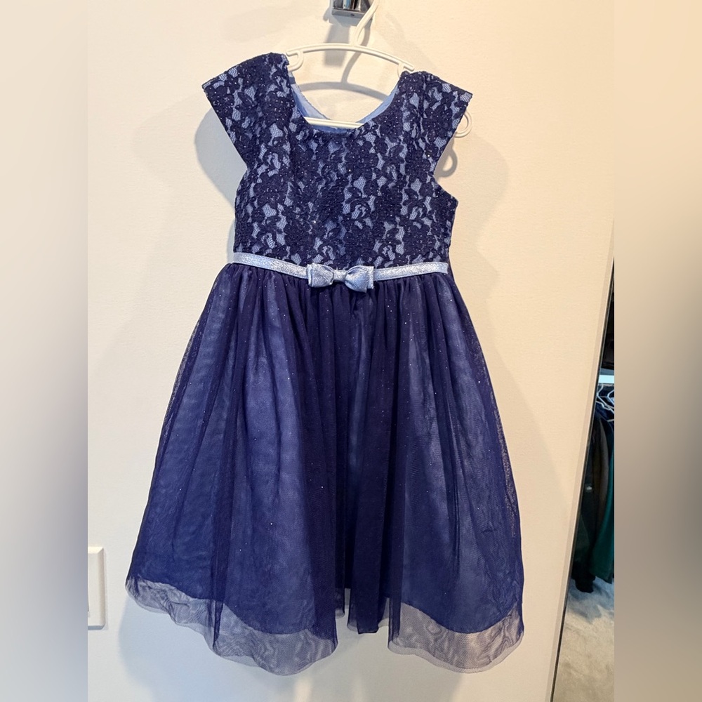 Jona Michelle Navy Lace Kids Dress